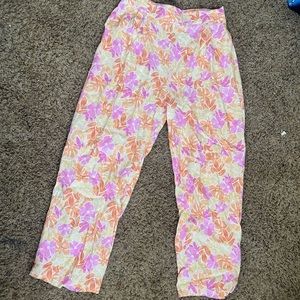 Lulus pink floral flare pants